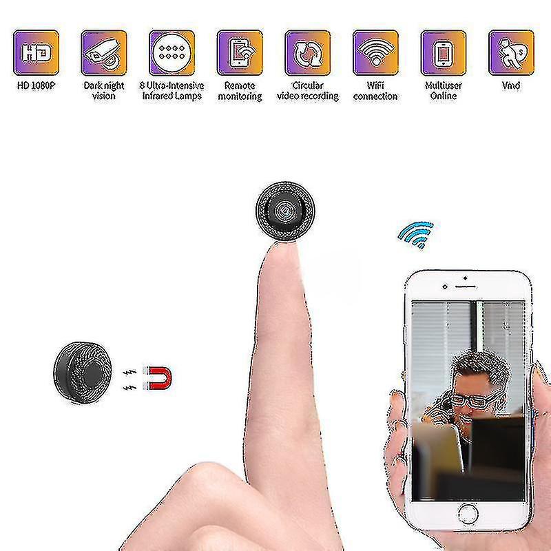 Mini Wi-fi 1080p Hd Gizli Kamera Cctv Ip-kamera Mit Fernbedienung, Nachtsicht, Bewegungsmelder, Magnetgehäuse Und 64gb Tf-karte.