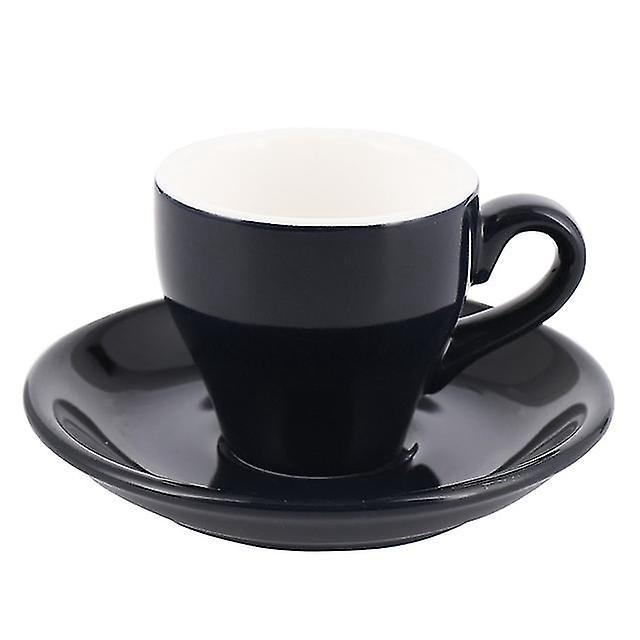 Dunkelblaue Macaron-espresso-tasse (italienischer Kaffee)