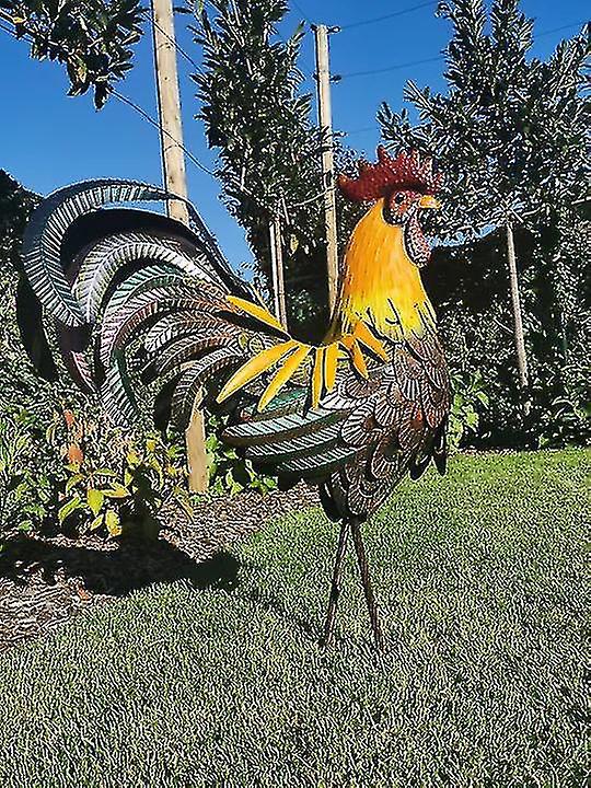 Ghyt Gartenhahnstatuen, Metallskulpturen, Rasen- Und Gartenornamente, Dekorative Figuren Für Den Außenbereich, Terrasse, Garten Und Küche.