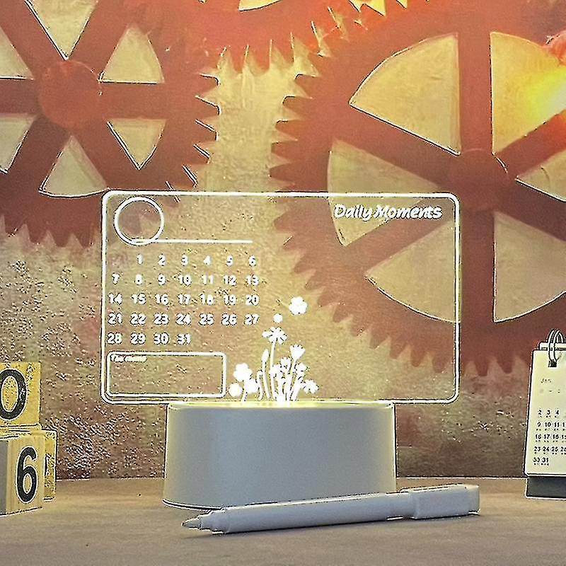 Kreative Led-beleuchtete Memotafel Mit Integriertem Stift, Usb-nachtlicht, Ideales Geschenk Für Kinder Und Freundinnen, Nachtlicht, Kalender Und Stift Inklusive.