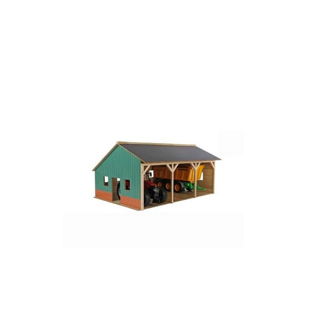 Kids Globe - Agricultural Shed Wood for 3 Tractors 1:16