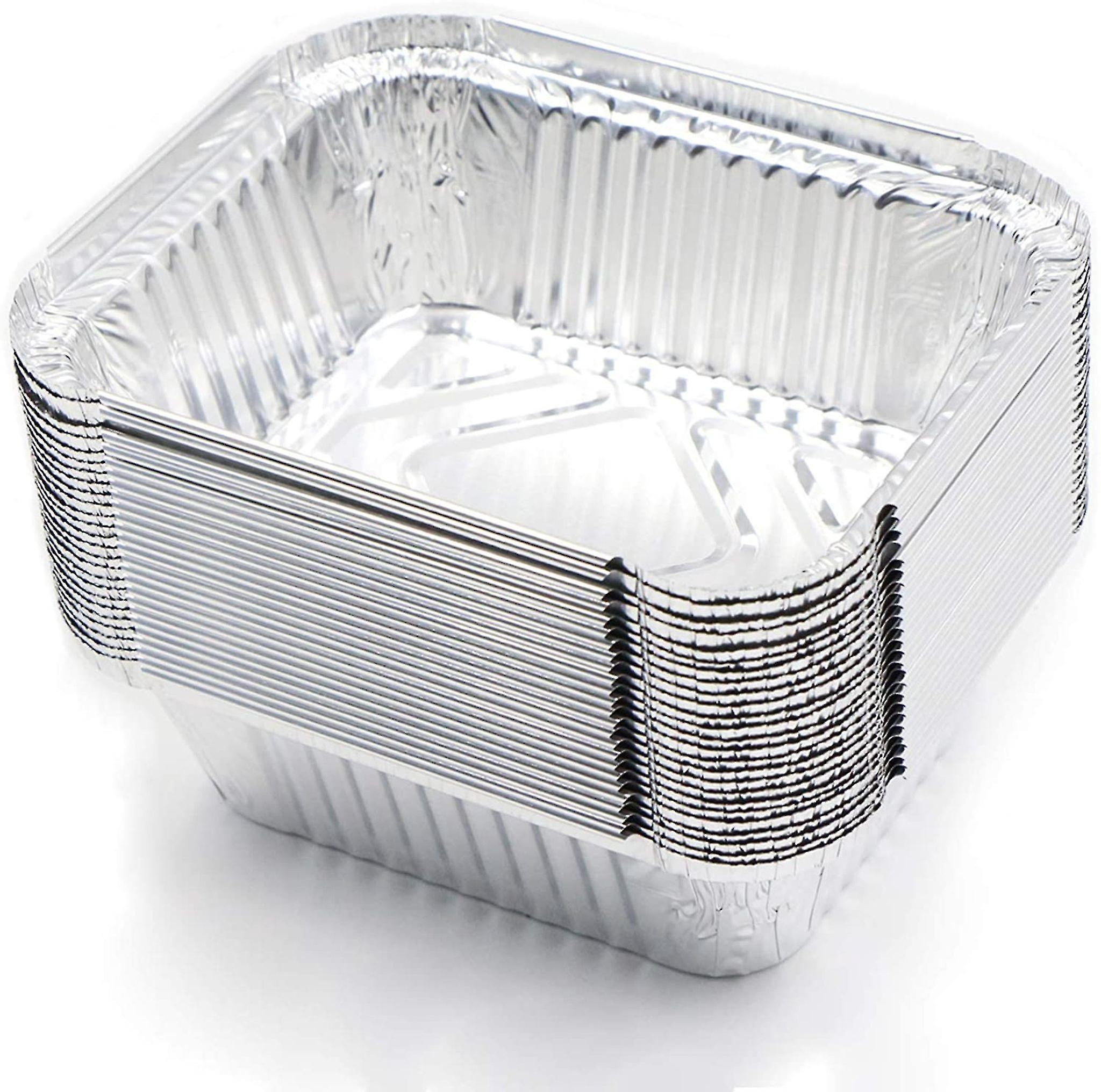 Set Mit 50 Aluminiumschalen, Geeignet Für Backöfen Und Grills, Zum Auffangen Von Fett Und Zum Grillen Von Speisen, Maße: 15 X 12 X 4,6 Cm