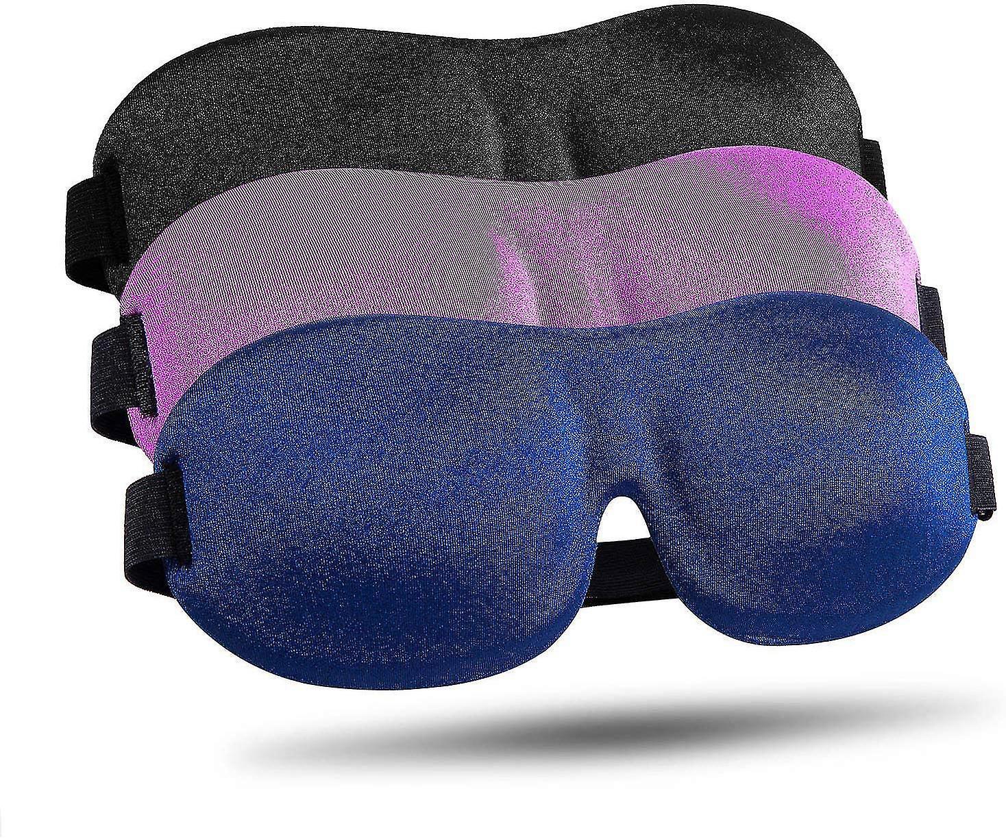 Set Mit 3 Schlafmasken, Verbesserte, Konturierte 3d-verdunkelungsmaske Mit Verstellbarem Riemen, Weiches Und Bequemes Nachtstirnband Für Damen Und Herren.