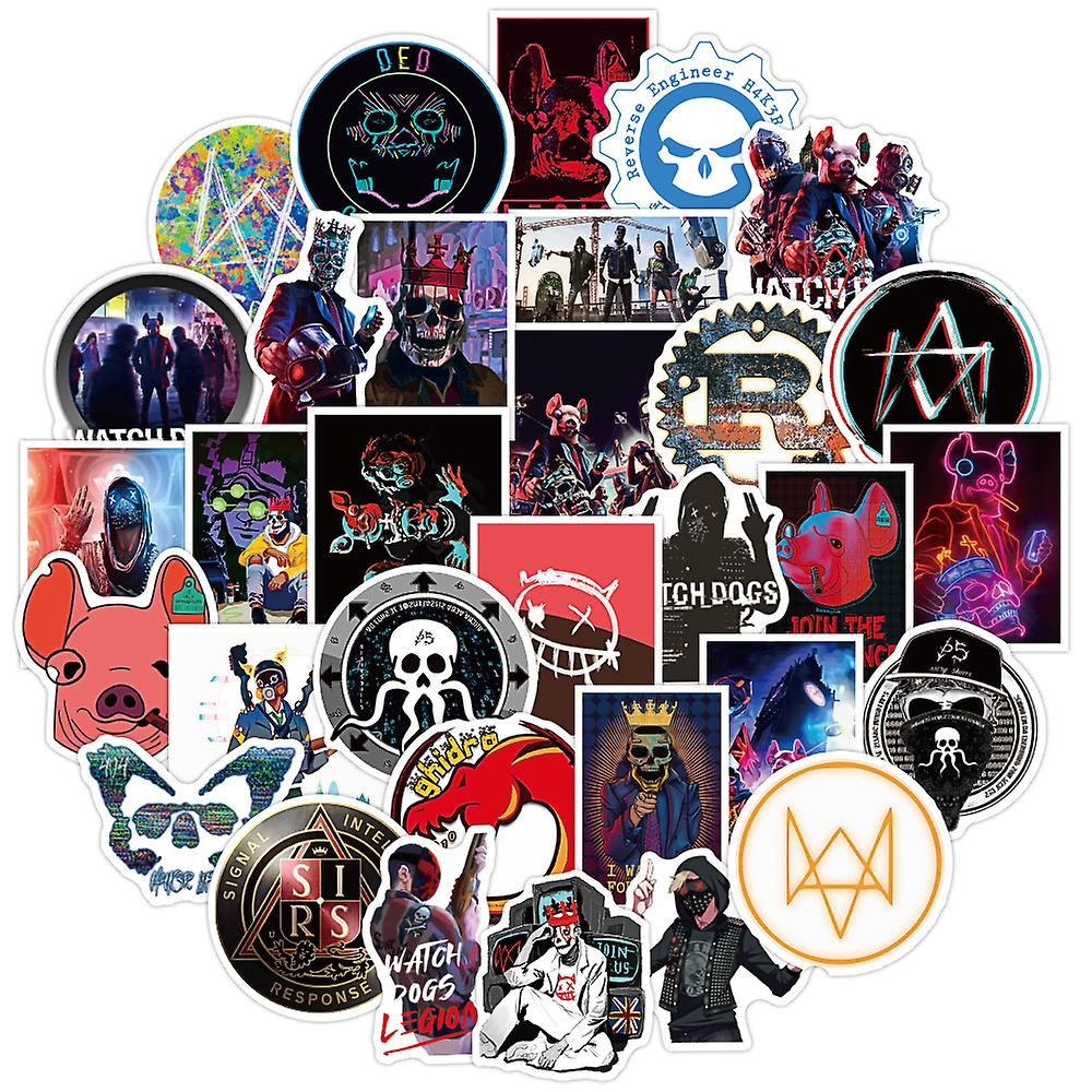 Graffiti-aufkleber-set Für Watch Dogs Legion-fans – 50 Designs Für Auto, Motorrad Und Gepäck