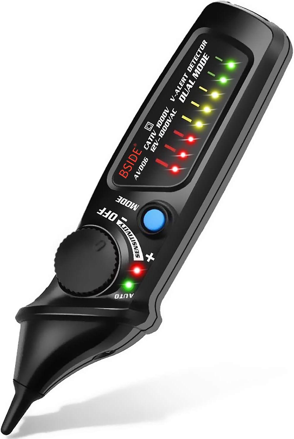 Ncv-spannungsprüfer (kontaktlos), 12-1000v Ac-spannungsprüfer, Mit Automatischem Und Manuellem Modus, Einstellbarer Empfindlichkeit, Farbiger Led-anzeige Und Taschenlampe.