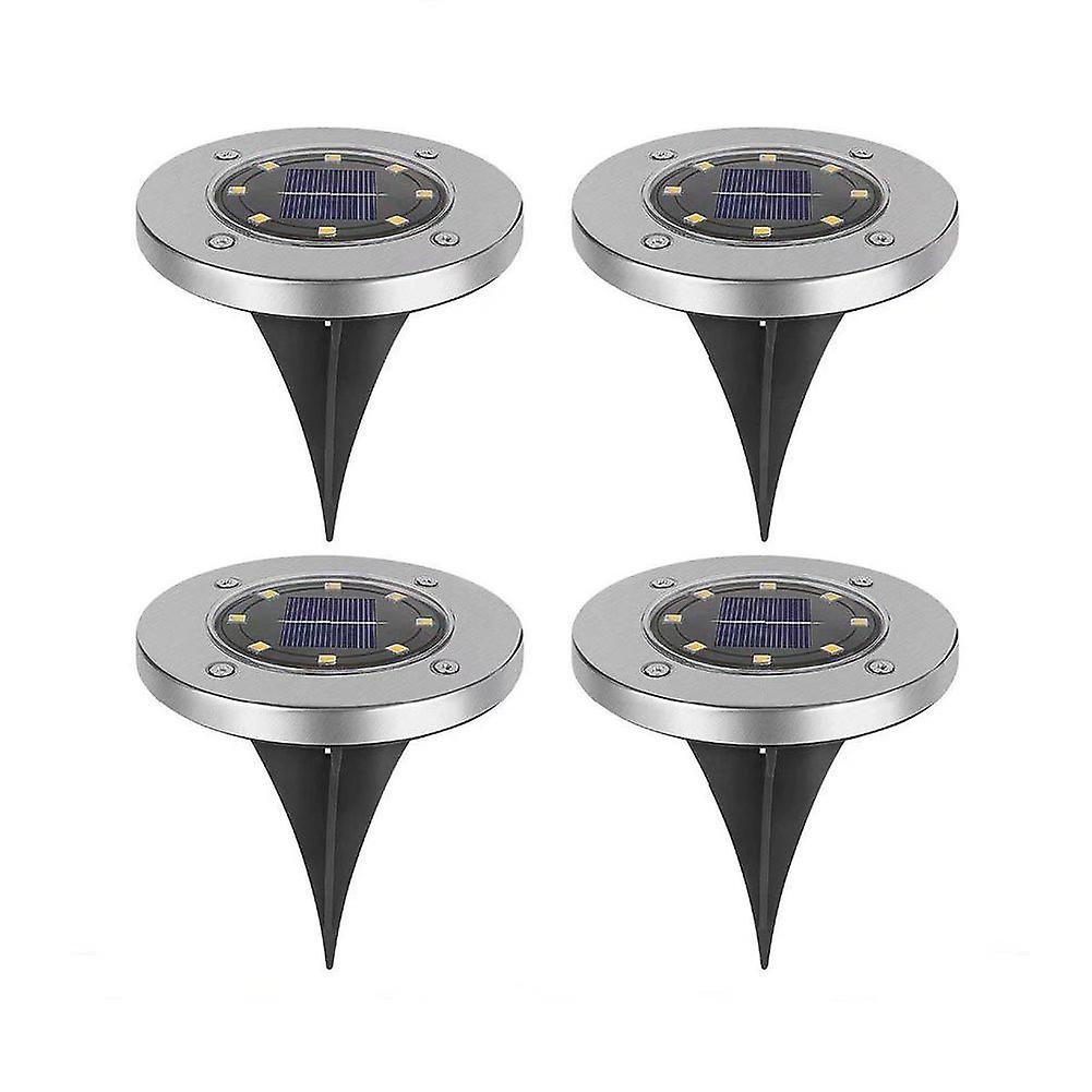 Set Mit 4 Farbenfrohen Solar-erdleuchten Aus Edelstahl Zur Gartendekoration