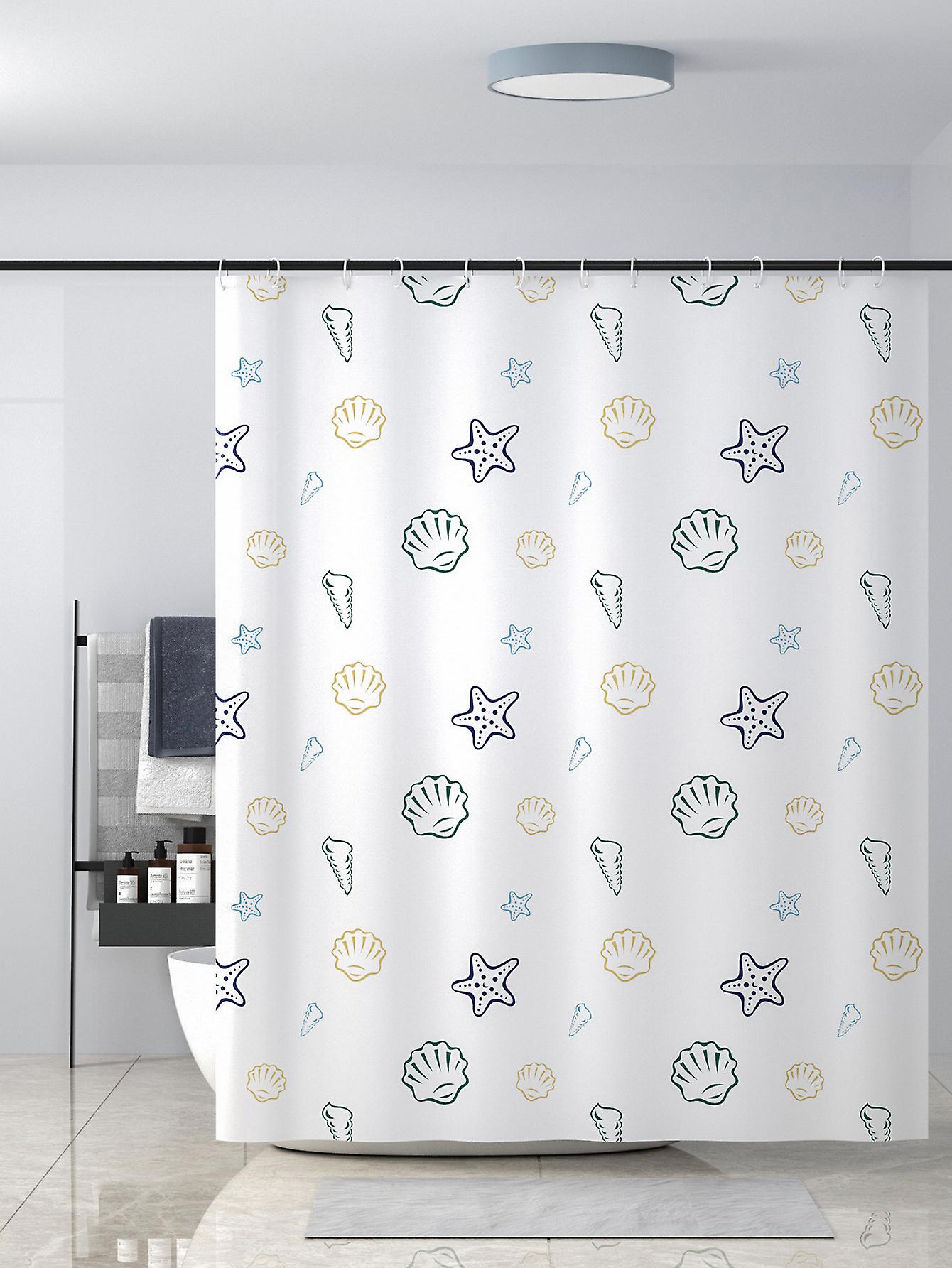 3d-digitalduschvorhang Aus Wasserdichtem Polyester Mit Buntem Seestern- Und Muscheldruck – Standardgröße 120 X 180 Cm