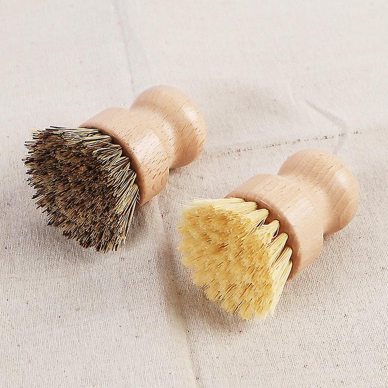 Set Mit 2 Buchenholz-scheuerbürsten Zum Reinigen Von Geschirr, Flachen Pfannen Und Küchenspülen