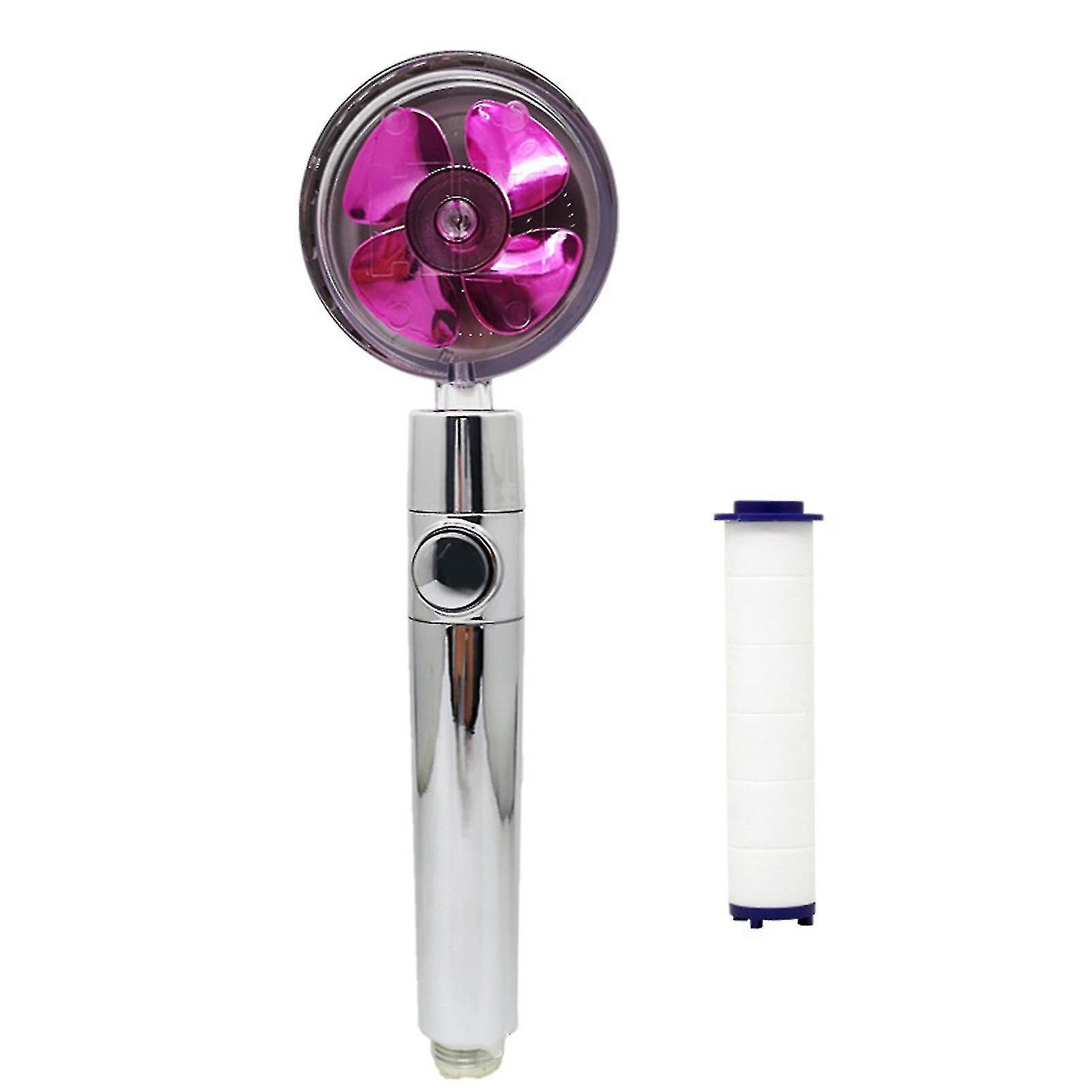 Lila Turbogeladener Handbrausekopf Mit Propellertechnologie, Hohem Wasserdruck, Wassersparender Funktion, 360°-drehung Und Pausentaste