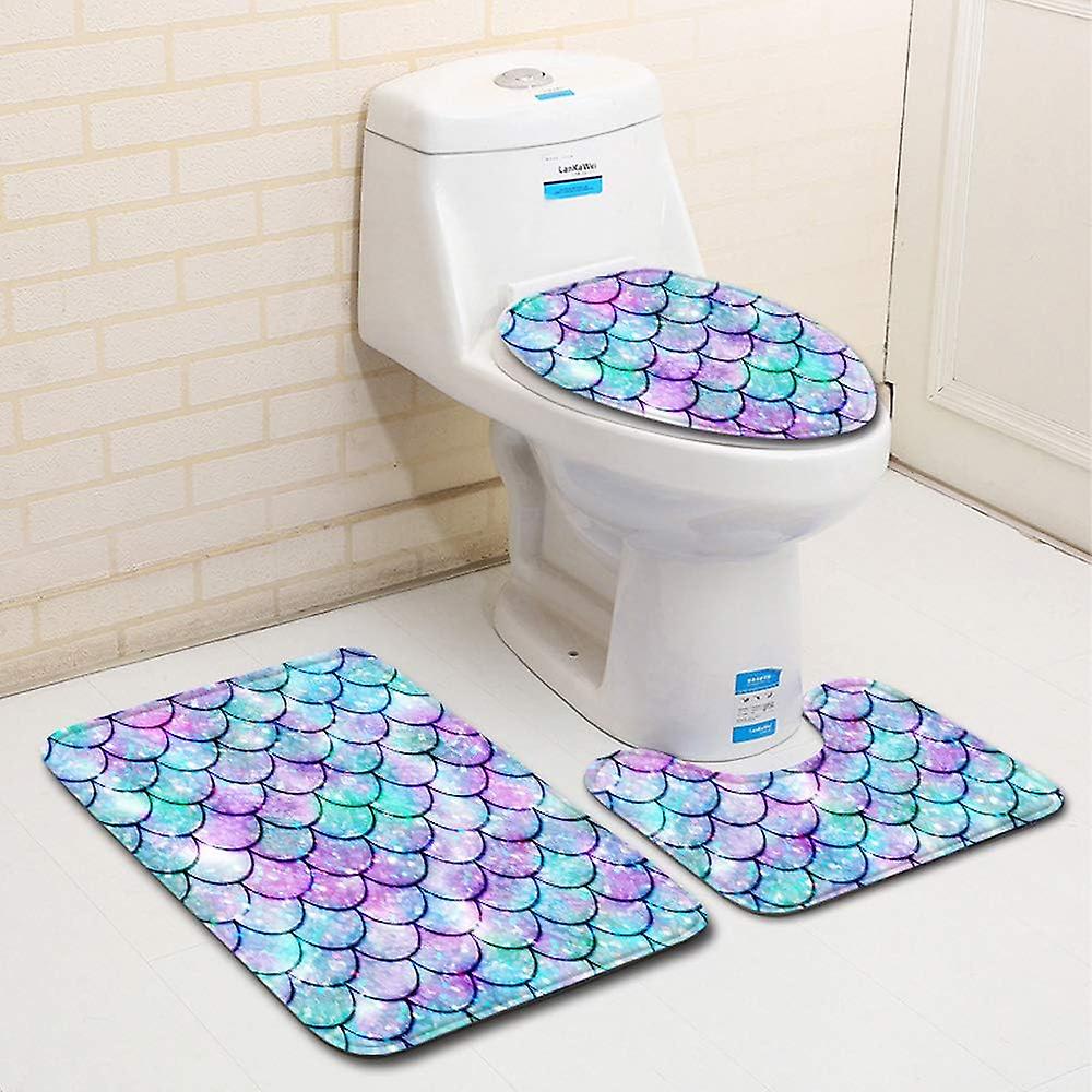 3-teiliges Rutschfestes Badematten-set Mit Wc-matte Und Konturmatte