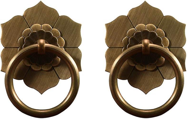 Set Aus 2 Antiken Messingringgriffen Für Vintage-küchenmöbel, Schränke Und Schubladen