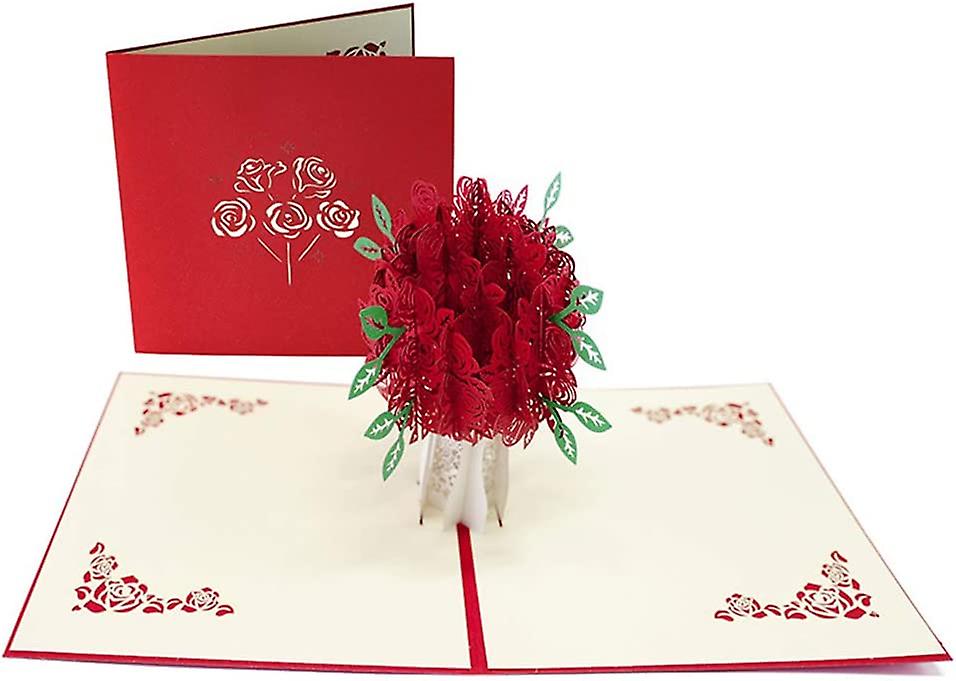 3d-pop-up-grußkarte Zum Valentinstag (rosenstrauß)