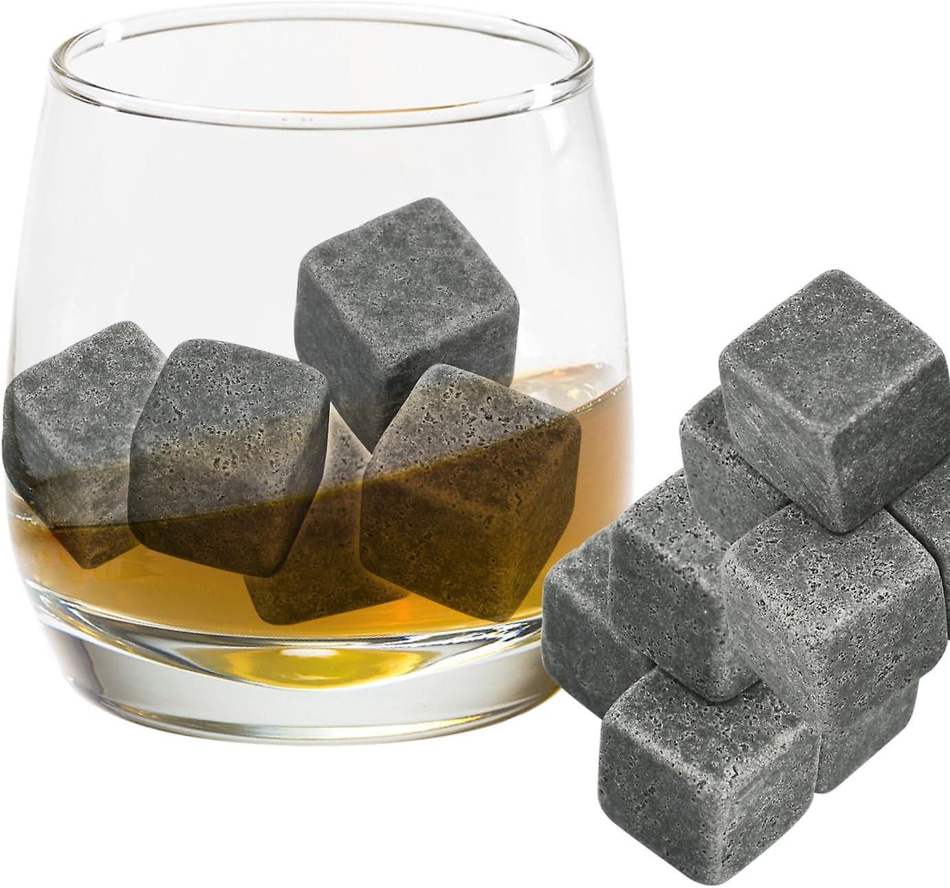 Set Mit 9 Whisky-steinen – Speckstein-eiswürfel Mit Kordelzugbeutel