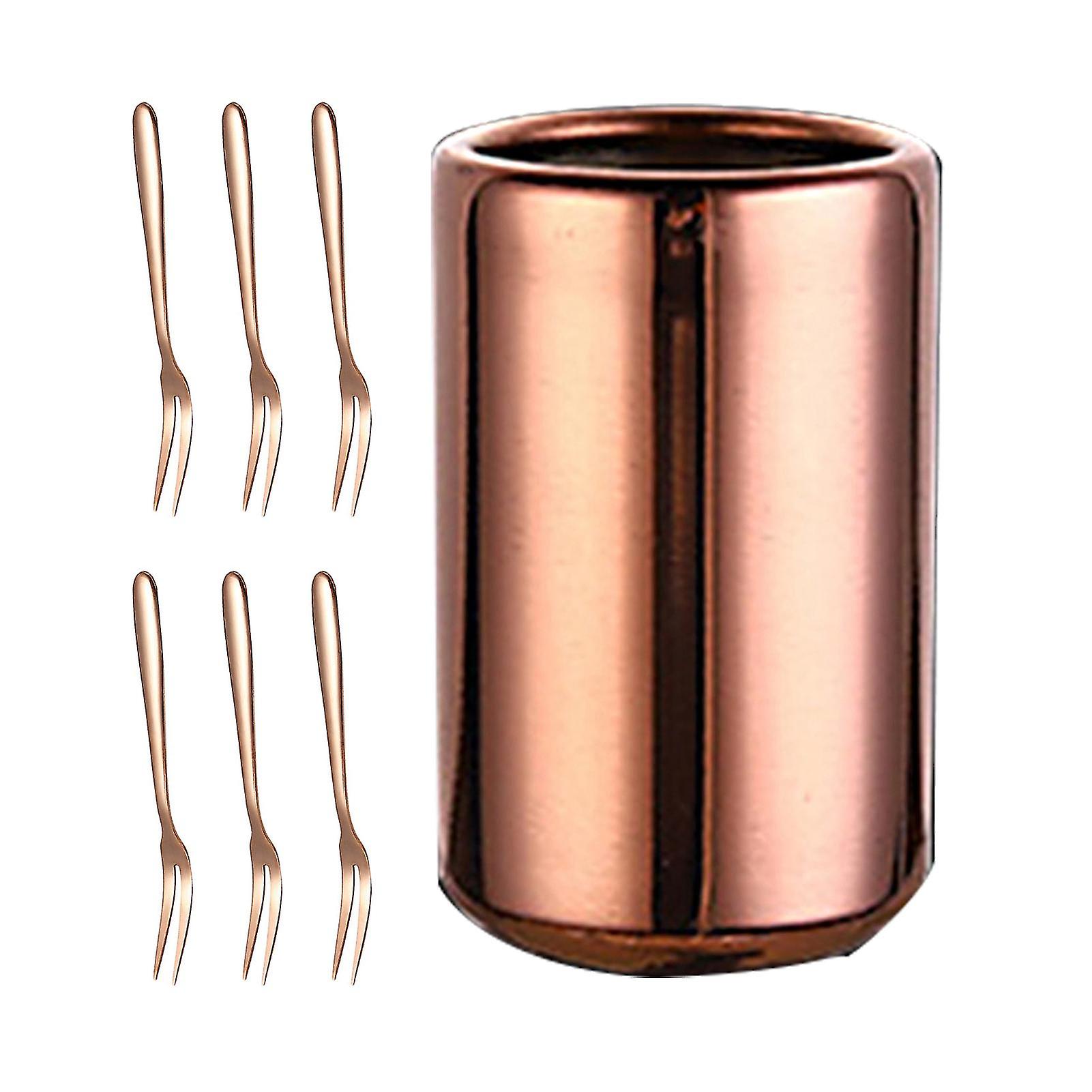 Dessertgabeln-set Aus Roségoldenem Edelstahl Mit Aufbewahrungsbox