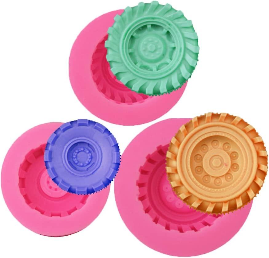 Set Aus 3 Runden 3d-silikonformen In Form Eines Reifens Zum Dekorieren Von Kuchen, Pralinen, Bonbons, Gelees, Harz, Polymerclay, Seifen Und Zuckerdekorationen.