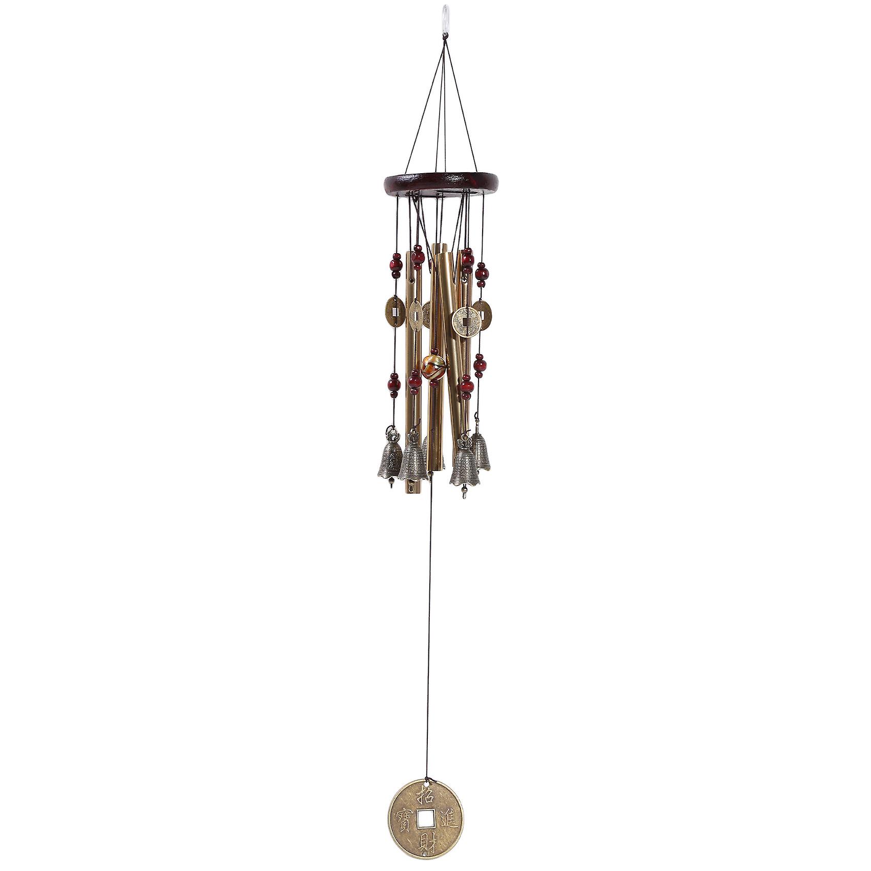 Traditionelles Chinesisches Windspiel Aus Bronze Für Den Außenbereich Mit 4 Röhren Und 5 Glocken – 60 Cm