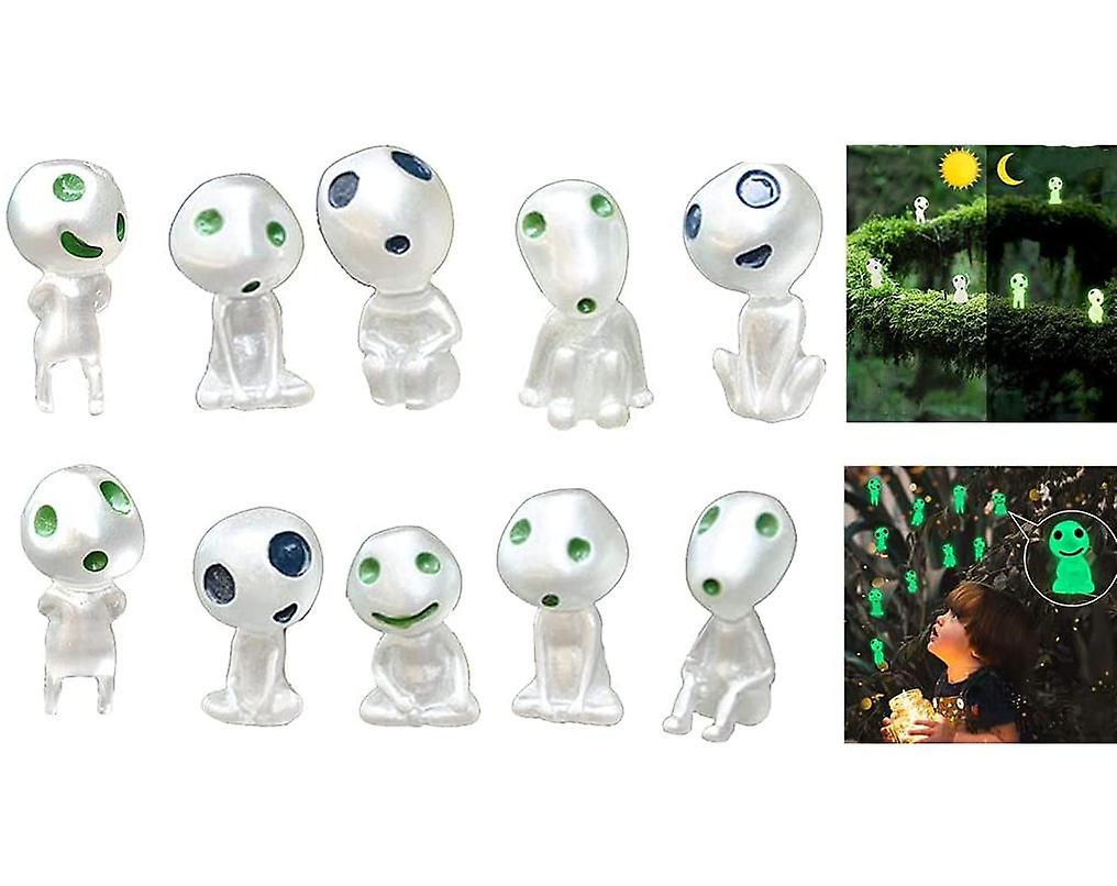 Set Mit 10 Leuchtenden Baumelfenfiguren Aus Mononoke