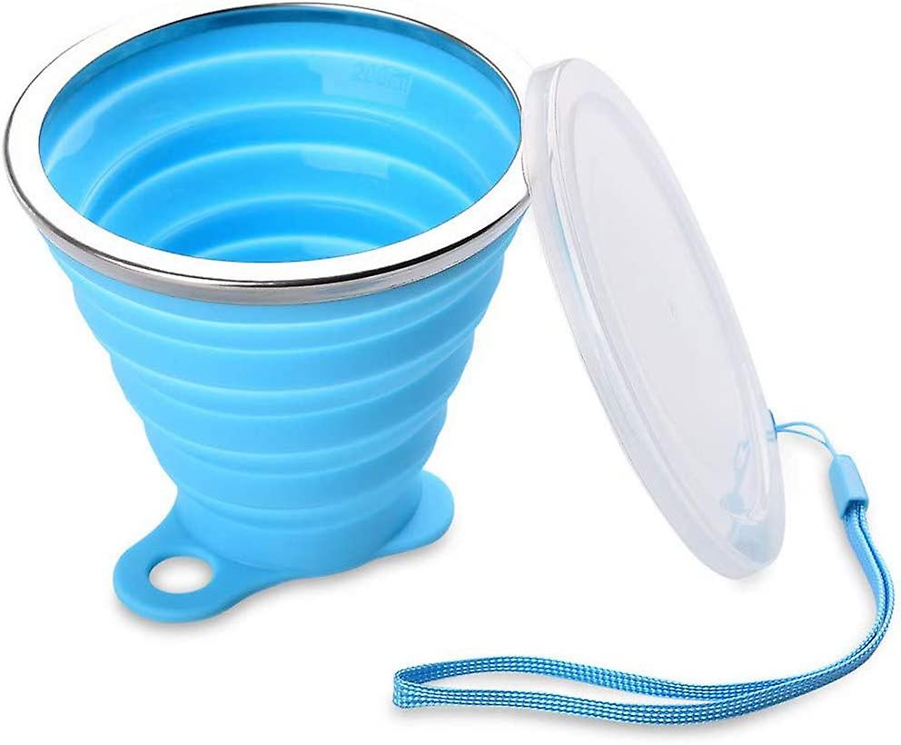 Faltbarer Silikon-reisebecher, 250 Ml, Tragbar Für Wandern, Camping Und Outdoor-sportarten, Bpa-frei Und Auslaufsicher Mit Deckel
