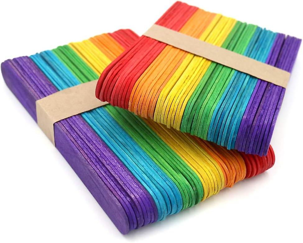 Packung Mit 100 Verschiedenfarbigen Holzstäbchen (15 X 1,6 Cm) Für Bastelprojekte Und Pflanzenetiketten