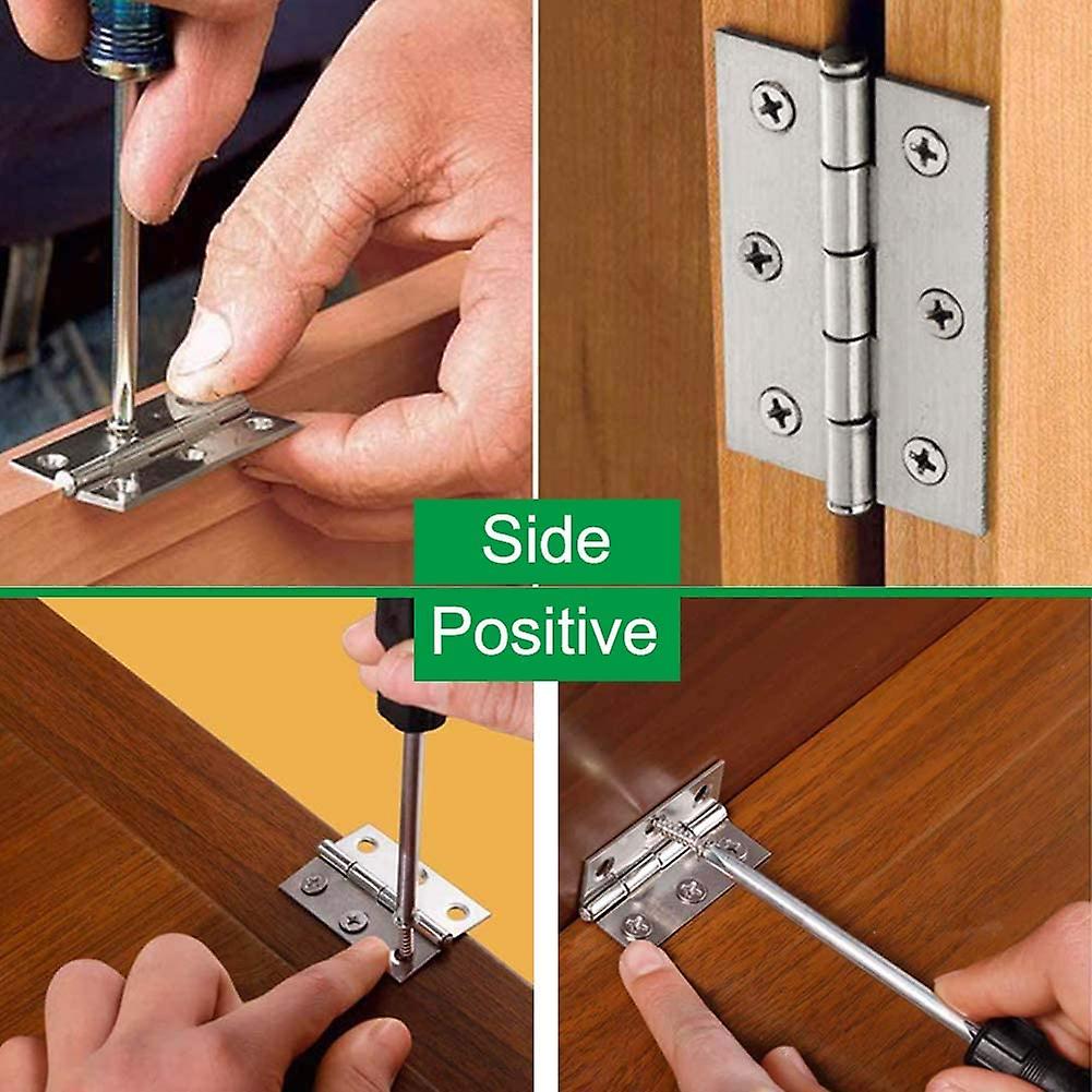 Set Kleiner, Flacher Edelstahlscharniere Für Möbel, Schränke, Türen Und Schubladen