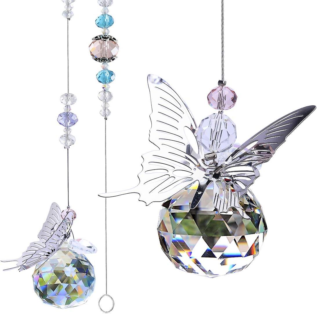 Regenbogenfarbener Kristall-sonnenfänger, Hängekugel Für Fenster, Garten, Schmetterlinge, Wohndekoration, Geschenk - 25 Cm