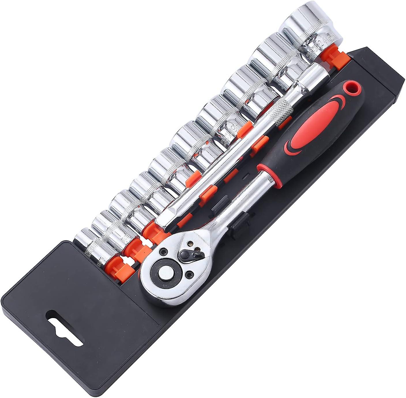 12-teiliger 1/4-zoll-metrik-steckschlüsselsatz Mit 24-zahn-schnellverschlussratsche, 4 X 13-mm-steckschlüsseln Und Einer 4-zoll-verlängerung Für Kfz- Und Werkstattreparaturen (modell 420340)