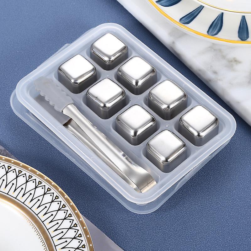 Wiederverwendbare Edelstahl-eiswürfel Für Schnelles Kühlen – Set Mit 8 Whisky-steinen Mit Clip Für Whisky, Bier Und Kaltgetränke