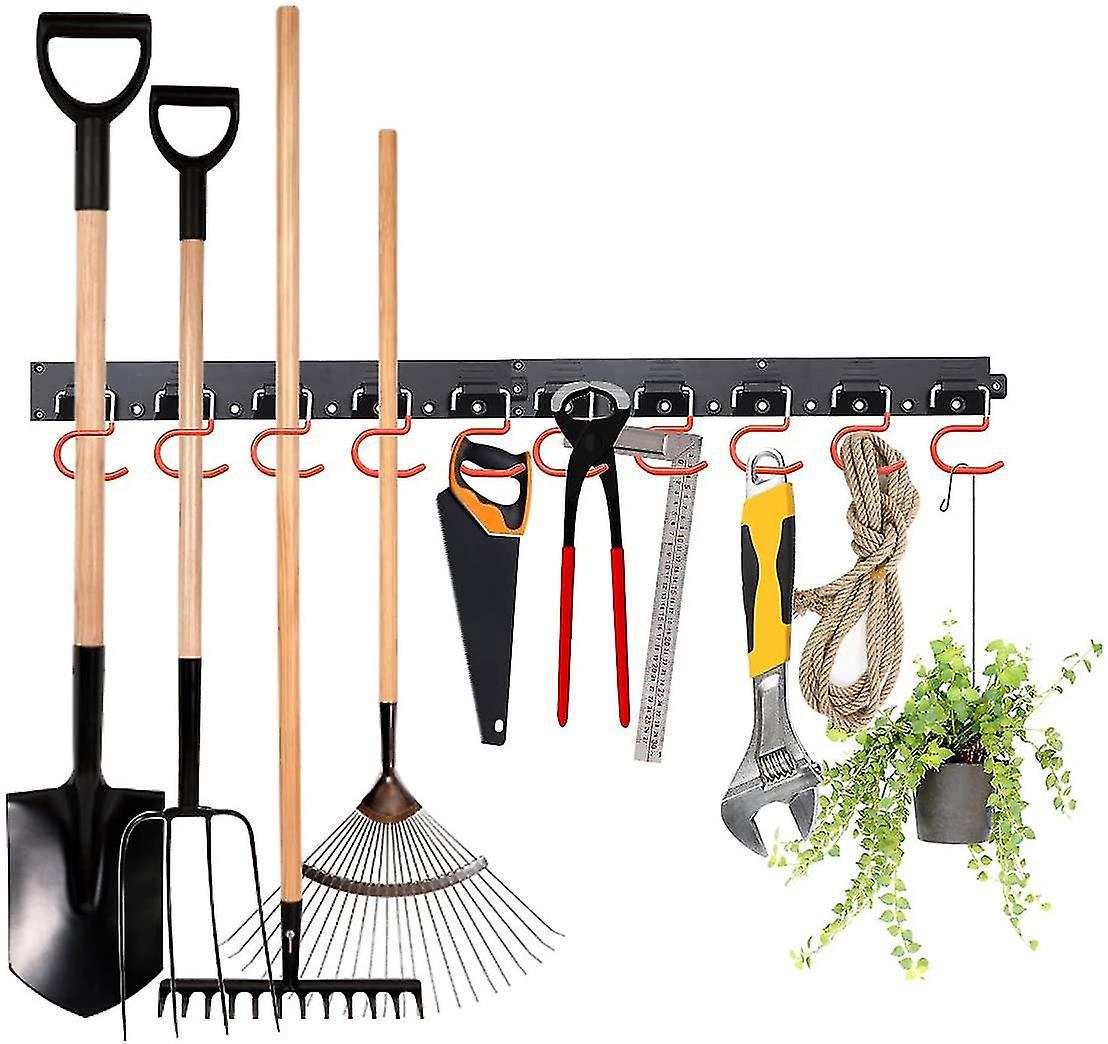 Fong Garagen-organizer, 162,5 Cm (64 Zoll) Verstellbares Aufbewahrungssystem Mit 16 Haken Und 4 Schienen, Wandhalterung Für Gartengeräte Und Tür Für Besen Und Mopps.