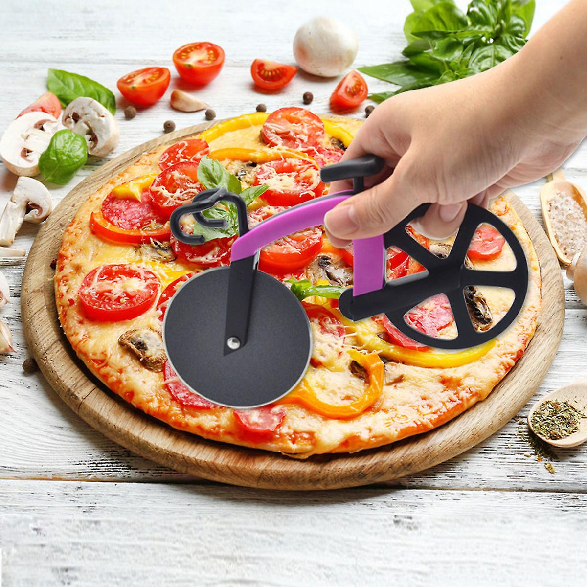 Antihaftbeschichteter Pizzaschneider In Fahrradform Aus Rotem Edelstahl – Perfekte Dekoration Und Geschenkidee