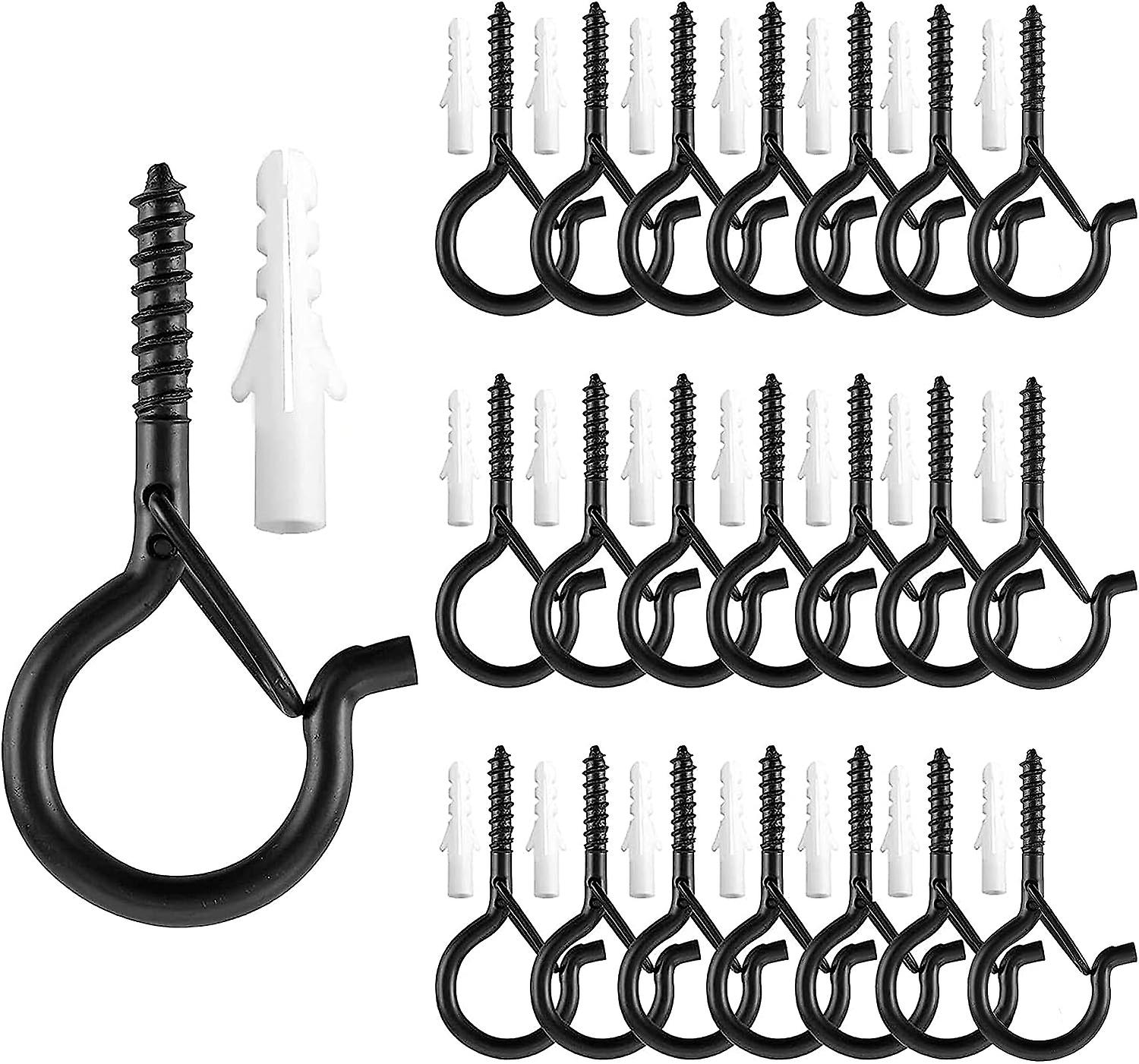 Q-hanger Schwarze Schraubhaken Mit Sicherheitsöse (24er-pack) Zum Aufhängen Von Lampen An Wänden, Schränken Und Decken – Ideal Für Silvester, Partys, Zuhause Und Garage