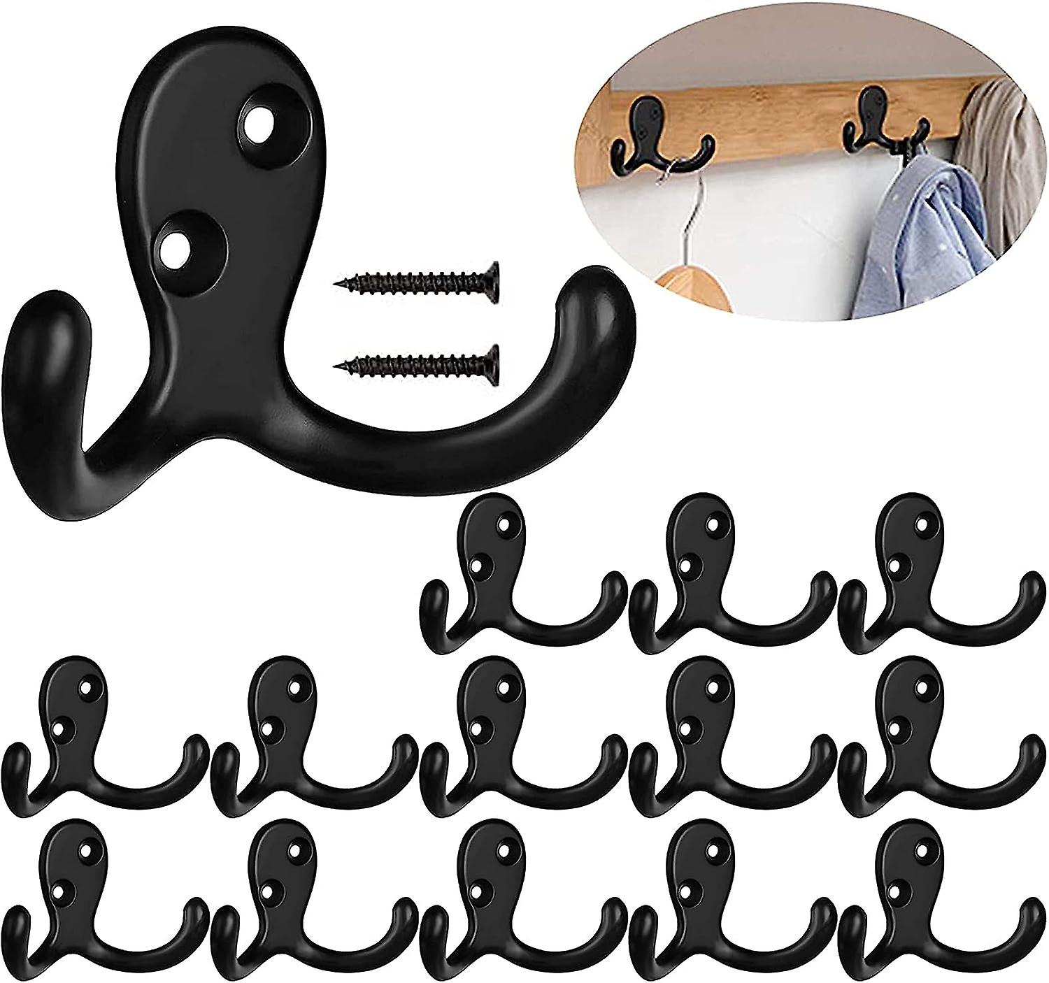 Set Mit 14 Retro-doppelhaken Aus Metall Inklusive Schrauben – Schwarz