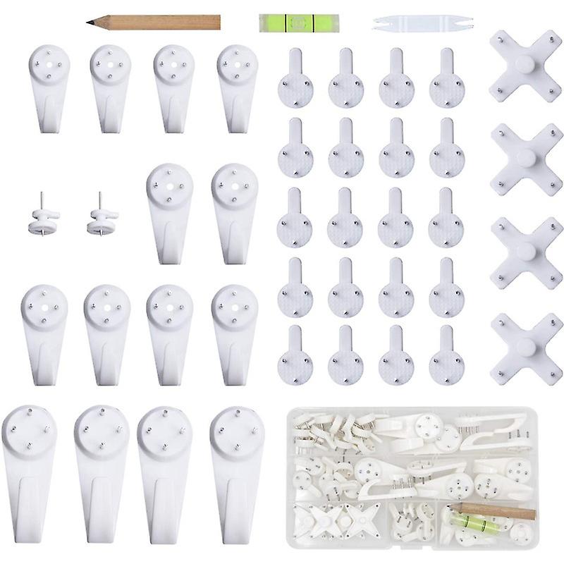 Set Mit 42 Weißen, Bohrfreien Haken Für Bilderrahmen Und Hüte