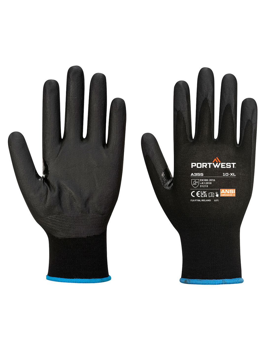 Gant Pour Écran Tactile En Mousse Nitrile (paquet De 12 Paires) - Npr15 - Taille M - Noir - Portwest