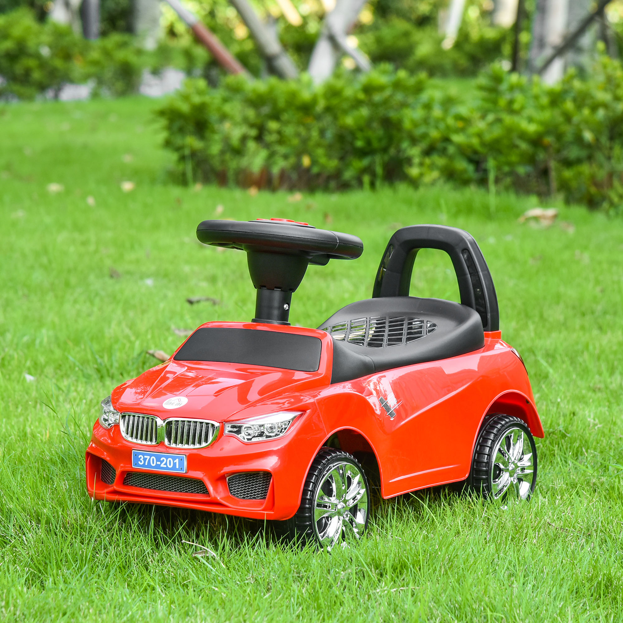 Kinderauto Zum Draufsitzen Mit Lenkrad, Scheinwerfern Und Eingebauter Musik, Aus Pp Und Metall, 63,5 X 28 X 36 Cm, Rot