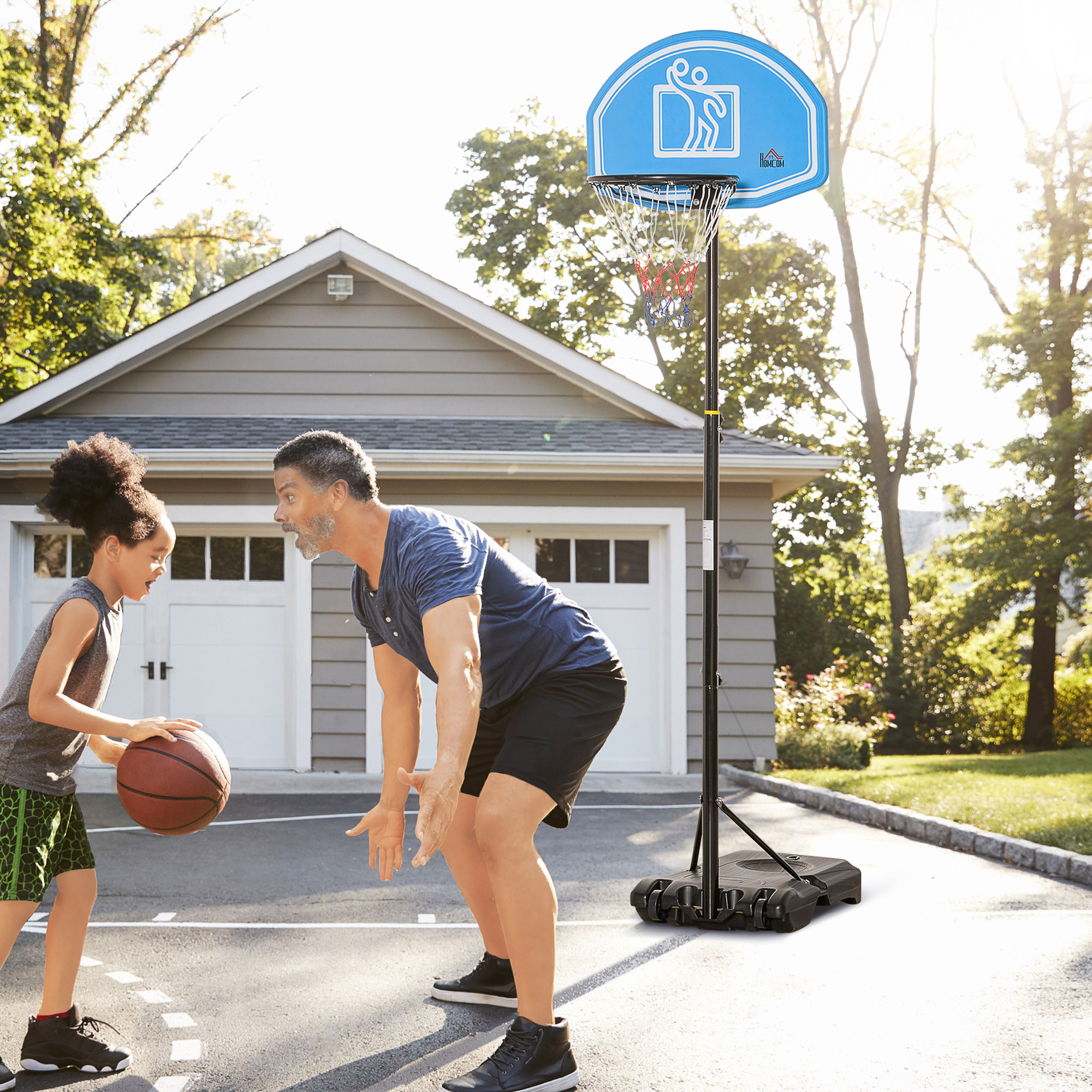 Homcom Outdoor-basketballkorb, Höhenverstellbar 160–210 Cm, Mit Rollen Und Nachfüllbarem Sockel, 76 X 48 X 254 Cm, Schwarz