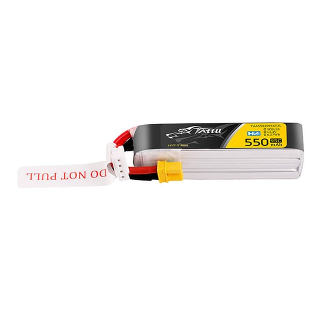 Gens ace &Tattu 3s 550mAh 95C 11.4V HV Lipo Battery with XT30 Plug Long-Pack Connector
