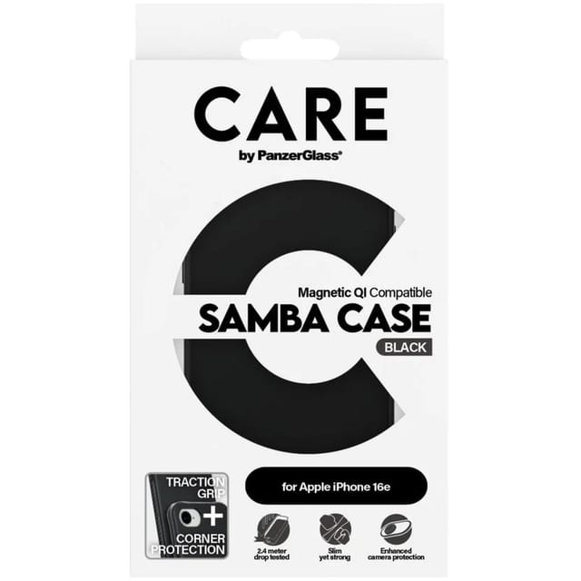 CARE by PanzerGlass Samba Case Black w. Qi Compatible iPhone 17e | 16e