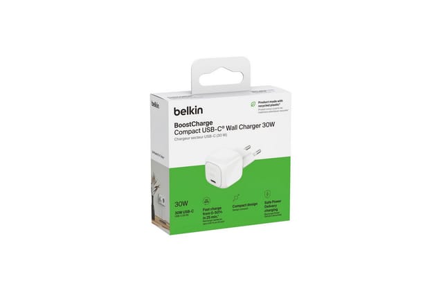 Belkin BoostCharge power adapter - compact - 24 pin USB-C - 30 Watt