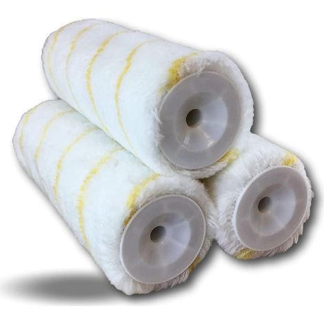 3 Manchons Polyamide Anti-goutte Rayés Jaune Pour Montures À Vis Axe Diamètre 12 Mm Rouleaux235 Mm Sols Murs Plafonds Façades Grandes Surfaces Kibros