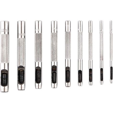 Lot De 9 Poinçons Creux En Acier De 2,5 À 10 Mm Pour Le Cuir, Pour Montres, Tissus, Ceintures, Joints Avec Sac De Rangement