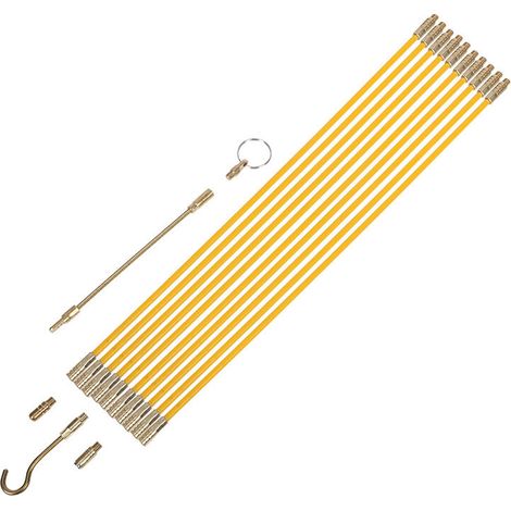 Bravix Tire Fil Électriques 33cm X 10 Pièces Jeu De Baguettes Fibre De Verre, Kit Rétractable D’installation Pour Cable En Boîtier Plastique，jaune, Une Ensemble