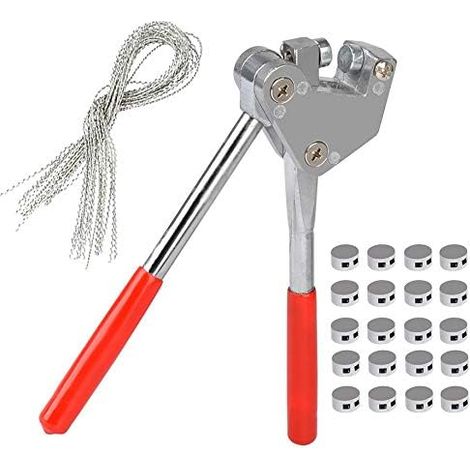 Bravix Pince À Plomber Set Avec 20 Plombs Et 20 Fils À Plomb, Poignée En Plastique Rouge