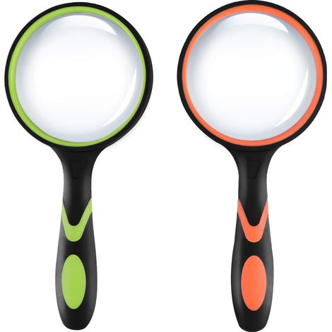 Bravix Loupe De Lecture 20x Avec Poignée En Caoutchouc Souple Portable Personnes Âgées Et Enfants Loupes 75 Mm Pour Inspection, Livres, Scientifiques, Journaux, Insectes, Passe-temps, 2 Pièces