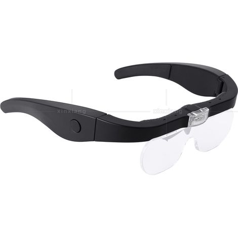 Bravix Lunette Loupe Avec 2 Led, Frontale Grossissantes Avec 4 Lentilles Amovibles Pour Lecture, Bijoutier, Couture, Et Bricolage (1.5x-5x)