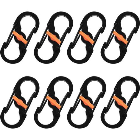 Bravix 8 Pièces S Mousquetons Crochet Mousqueton Mousqueton En Métal Mini Mousqueton Forme S Mousquetons S Bague Mousqueton Noir En Acier Inoxydable Pour Voyages Camping Randonnée Pêche