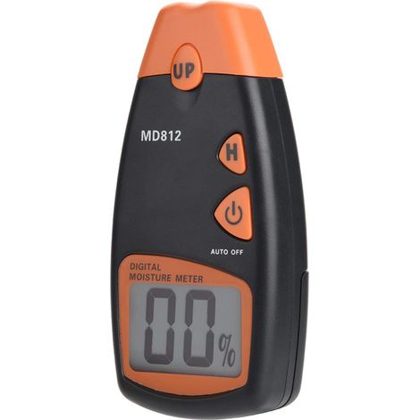 Bravix Humidimètre - Md812 Numérique Lcd 2/4 Broches Humidimètre Bois Testeur Hygromètre Bois Détecteur D'Humidité, 5.12 2.52 1.26in, Noir Orange