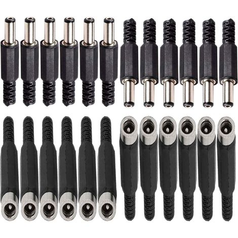 Bravix 12 Pcs Connecteurs Dc Montage Panneau Prise 2,1mm X 5,5 Mm/2,5mm X 5,5 Mm,12 Prise Connecteur Femelle 5,5 Mm X 2,5 Mm /2,1mm X 5,5 Mm