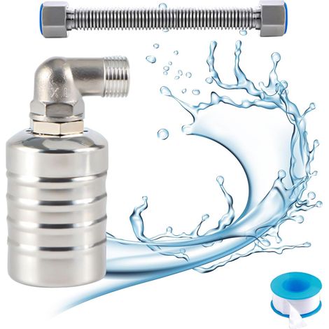 Bravix 1/2" Vanne À Flotteur Entièrement Automatique En Acier Inoxydable 304, Régulateur De Niveau D'Eau Automatique Pour Réservoir D'Eau, Mini Robinet À Boisseau Sphérique À Flotteur En Acier Inoxyda