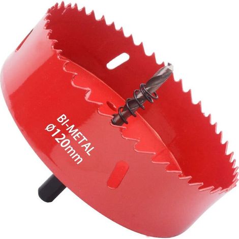 Bravix Scie Cloche Bimétallique, Scie Cloche À Bois Ø120 Mm, Scie Cloche Centrale Pour Percer Le Plastique, Le Pvc, Le Bois, Les Panneaux De Fibres, Le Métal Mou