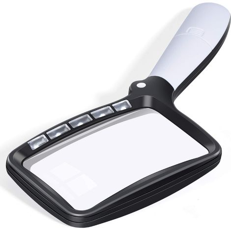 Bravix Loupe De Lecture Rectangulaire Avec 5 Lumières Led, Grossissement 3x, Adaptée Aux Personnes Âgées Ou Malvoyantes, Vérification De La Lecture, Pièces De Montres Artisanales